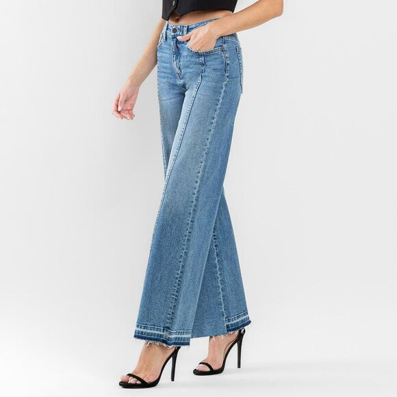 NWT Flying Monkey Super High Rise Split Seam Wide Leg Jeans - Picture 2 of 10